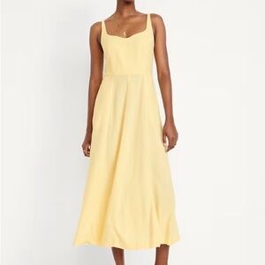 Fit & Flare Sleeveless Linen-Blend Midi Dress